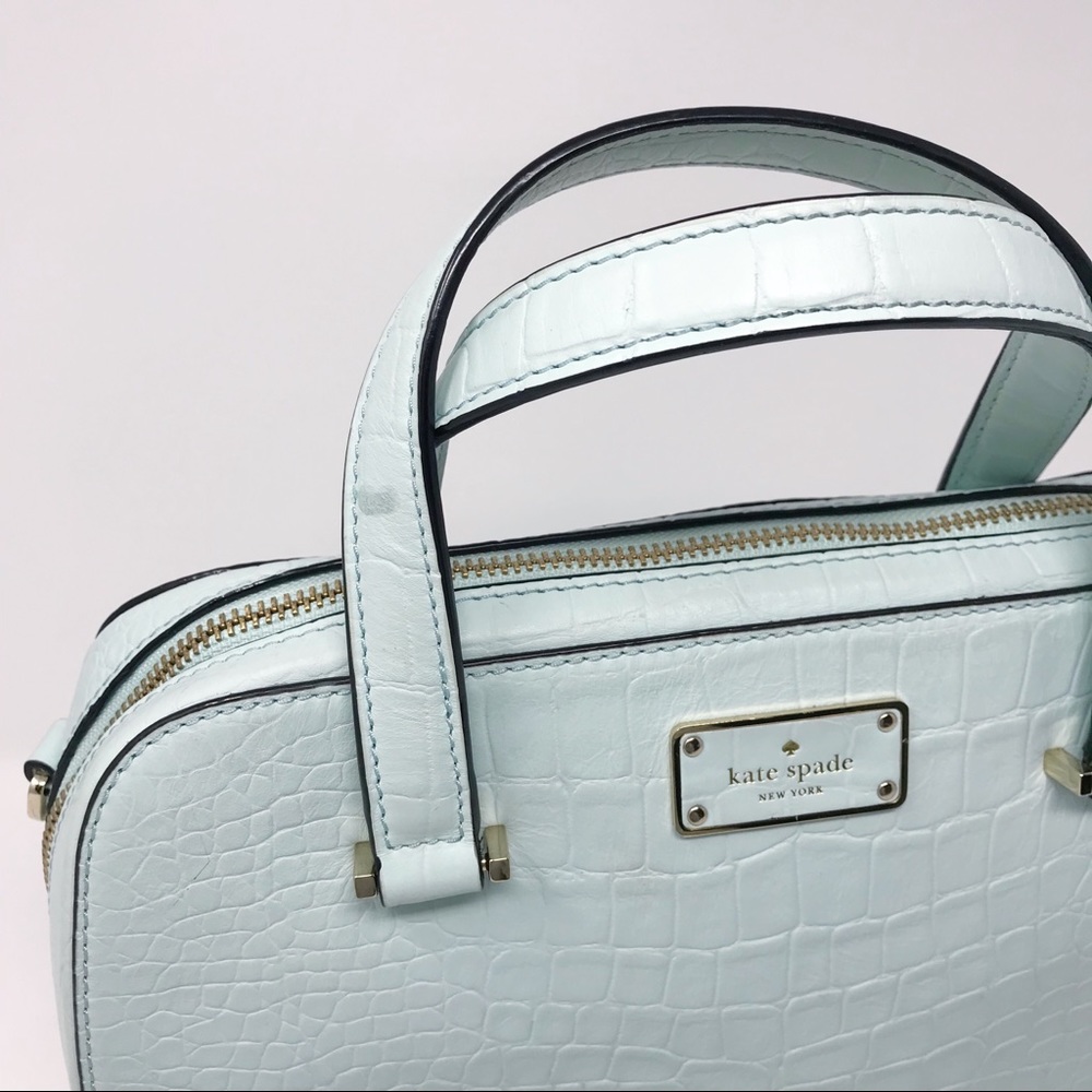 Kate Spade Kay Street Croc Small Blue Satchel Bag - Picture 5 of 8